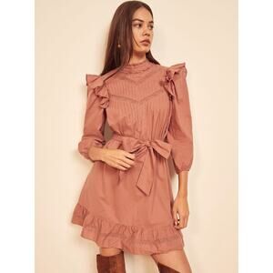 NWT Reformation Praline Burnt Orange Dinah Ruffle Dress Size 6